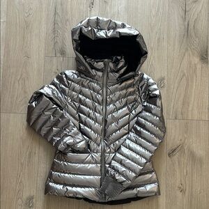 Soia & Kyo Silver Puffer Jacket with Hood